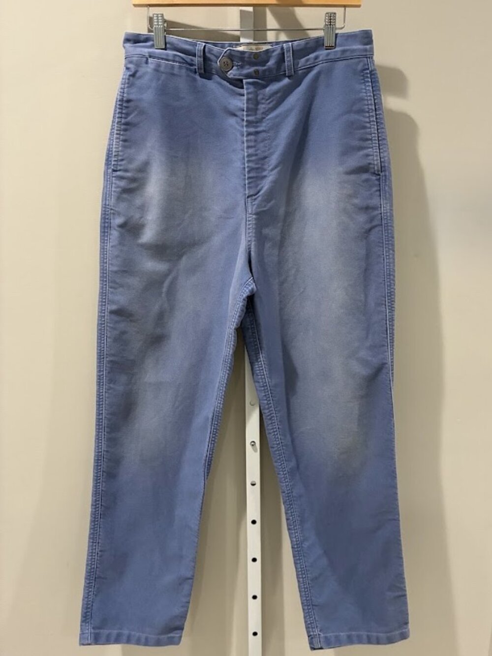 Le Mont St Michel Paulin Vintage Wash Workwear Pants Moleskin Trousers Blue S